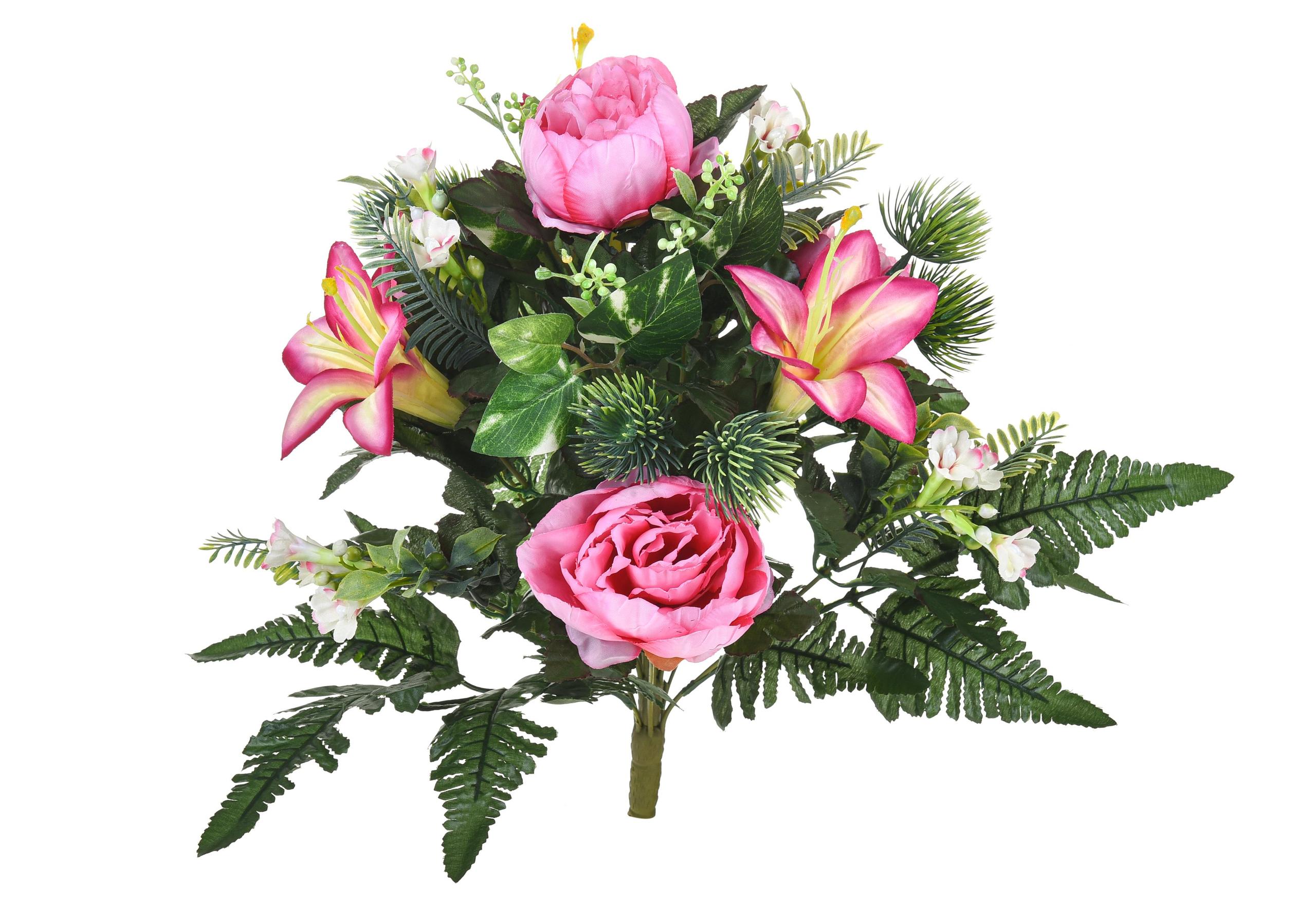 Set 2 Bouquet Artificiale con Peonie Altezza 51 cm Rosa