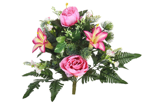 Set 2 Bouquet Artificiale con Peonie Altezza 51 cm Rosa