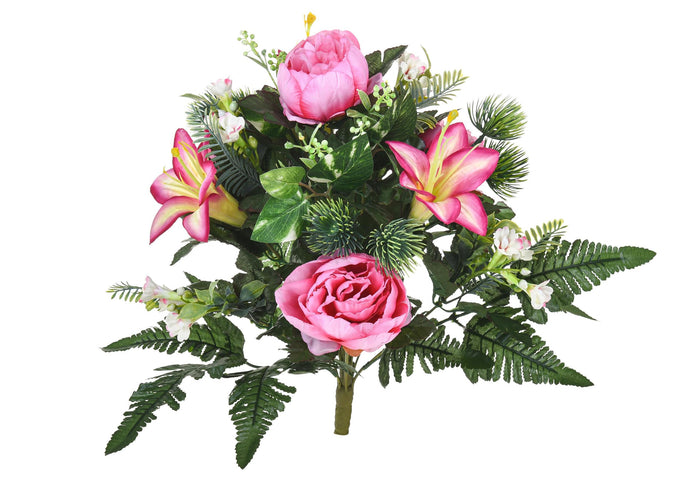 Set 2 Bouquet Artificiale con Peonie Altezza 51 cm Rosa