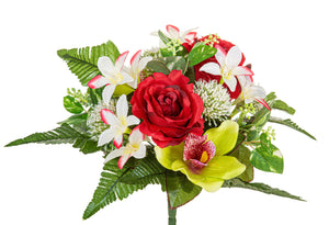 Set 4 Bouquet Artificiale con Cymbidium Altezza 33 cm Rosso