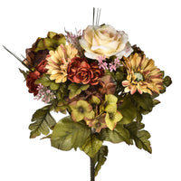 Set 2 Bouquet Artificiale di Ortensie con Rose Altezza 34 cm Verde