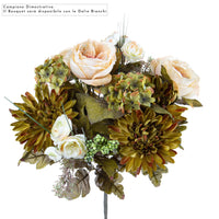 Set 2 Bouquet Artificiale Composta da Rose e Dalie Altezza 34 cm Marrone