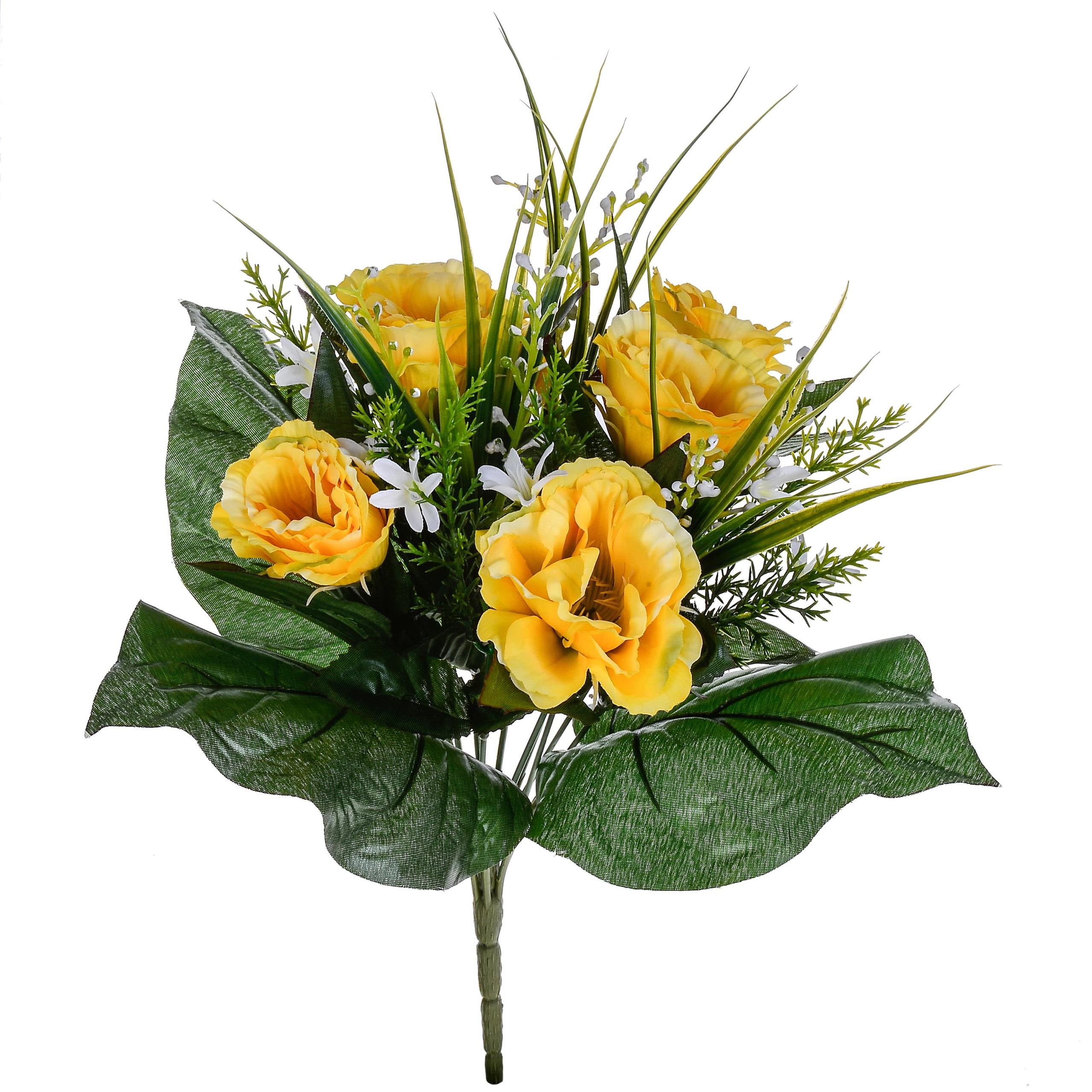 Set 3 Bouquet Artificiali di Lisiantus Altezza 32 cm Giallo