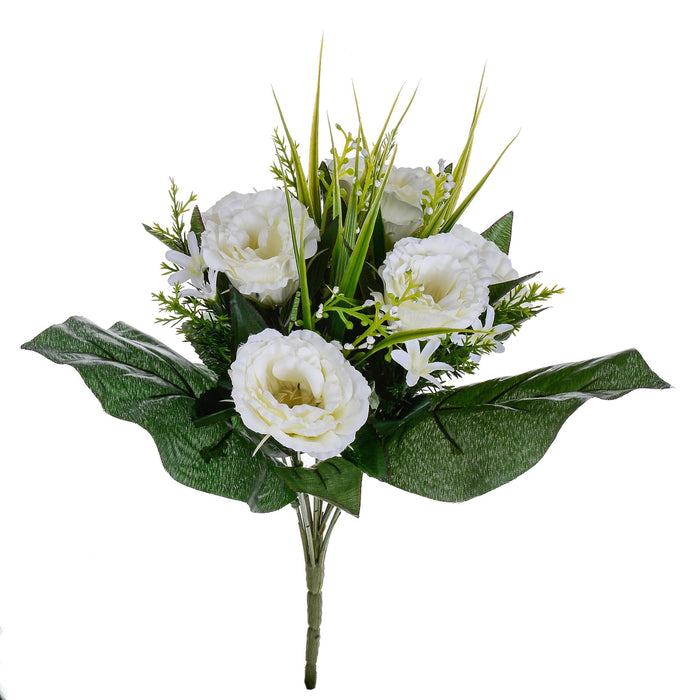 Set 3 Bouquet Artificiali di Lisiantus Altezza 32 cm Bianco