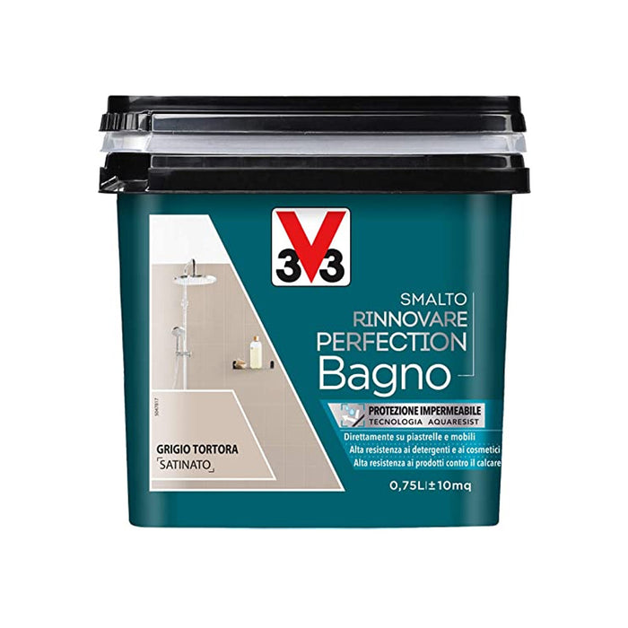 Smalto Rinnovare Perfection Bagno Ideale Per Rinnovare Qualsiasi Superficie Del Bagno Grigio Tortora Satinato Da 0,75Lt-V33