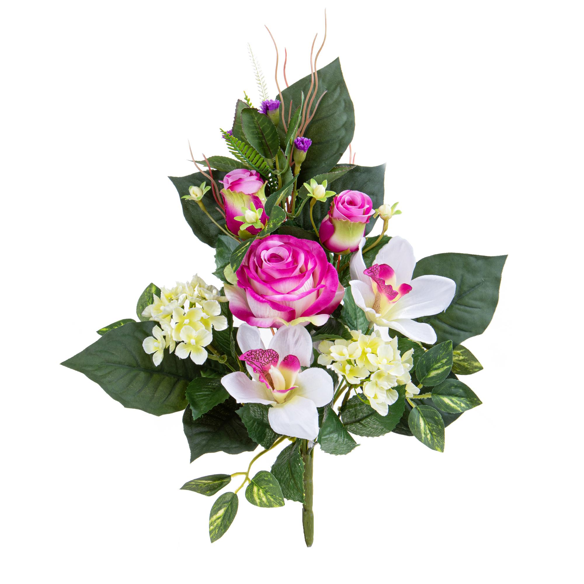 Set 3 Frontali Artificiali Rose/Cymbidium 43 cm Viola