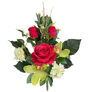 Set 3 Frontali Artificiali Rose/Cymbidium 43 cm rosso