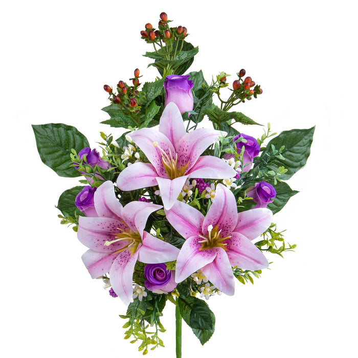 Set 2 Frontale Artificiali Lilium/Rose 54 cm Viola