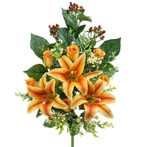 Set 2 Frontale Artificiali Lilium/Rose 54 cm Giallo