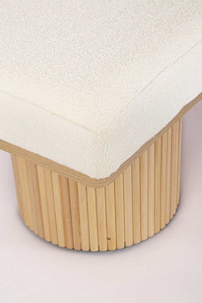 Panca 2 Posti 122x46x42,5 cm Cozy Japandi in Bouclè Bianco