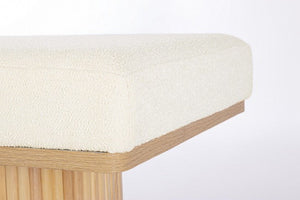 Panca 2 Posti 122x46x42,5 cm Cozy Japandi in Bouclè Bianco