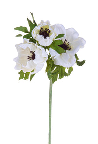 Set 8 Fiori Artificiali di Anemone Composta da 3 Fiori Altezza 46 cm Bianco