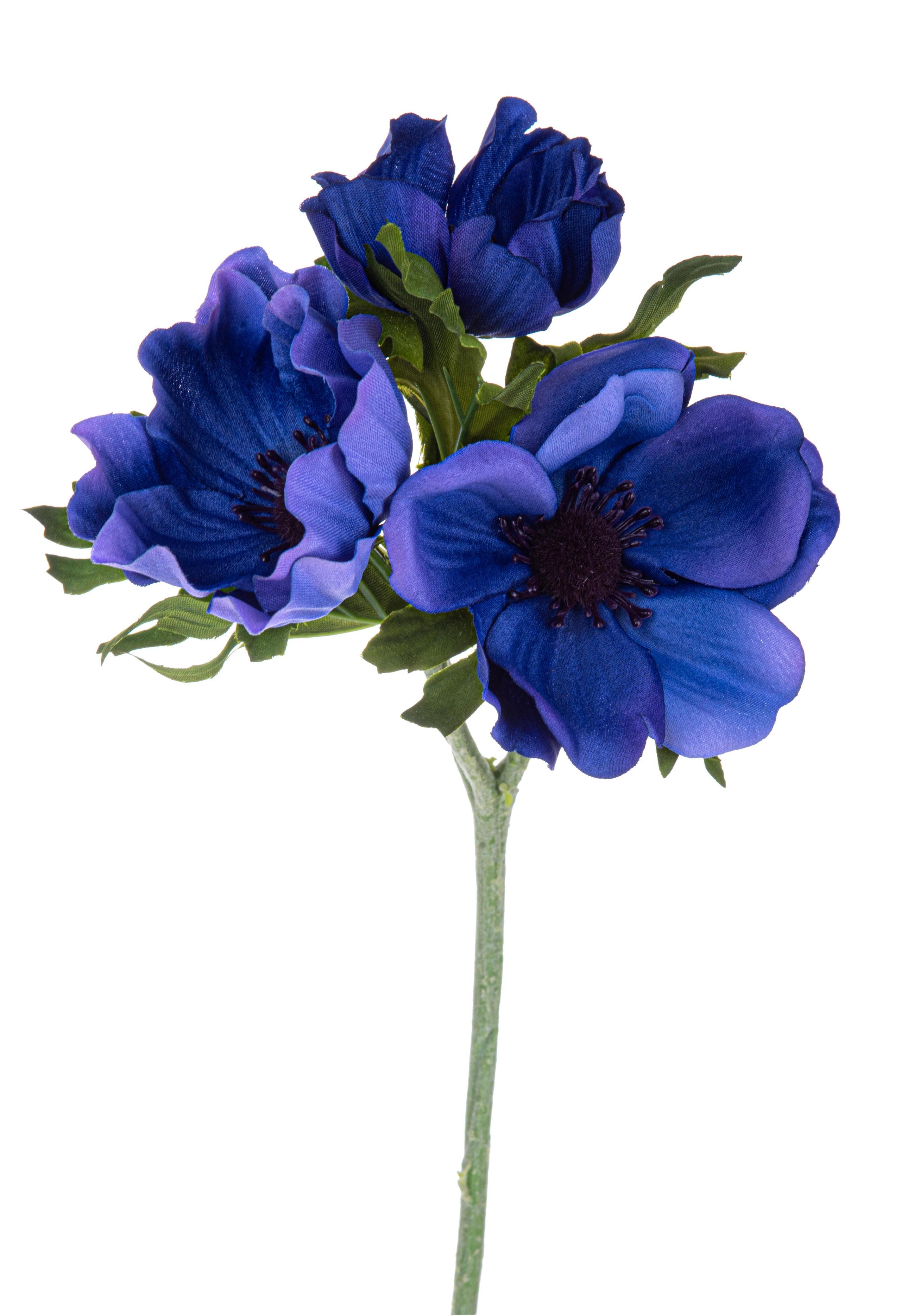 Set 8 Fiori Artificiali di Anemone Composta da 3 Fiori Altezza 46 cm Blu