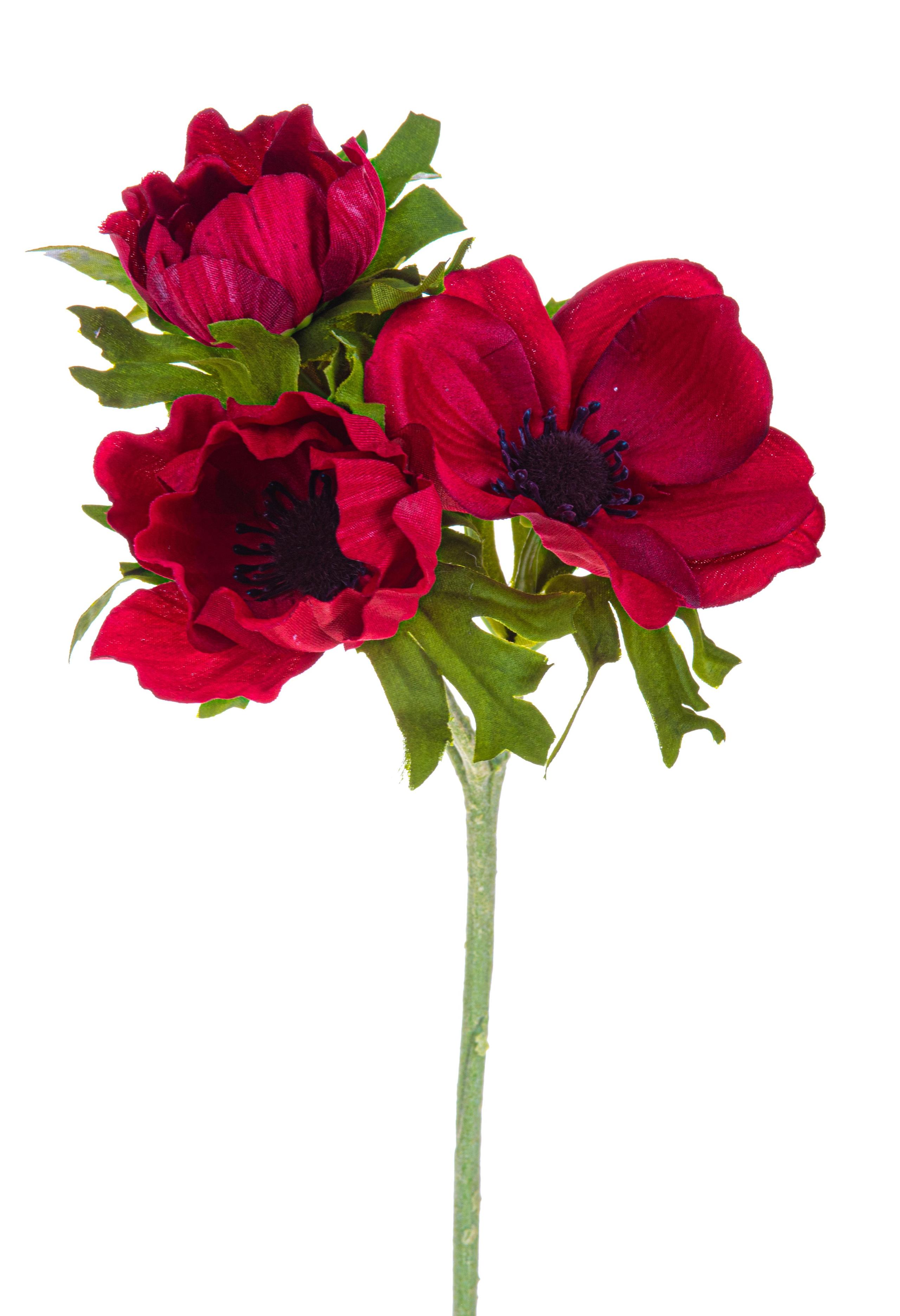 Set 8 Fiori Artificiali di Anemone Composta da 3 Fiori Altezza 46 cm Rosso