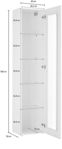 Mobile Vetrina 1 Anta 40×30×180 cm Maruska Bianco Lucido