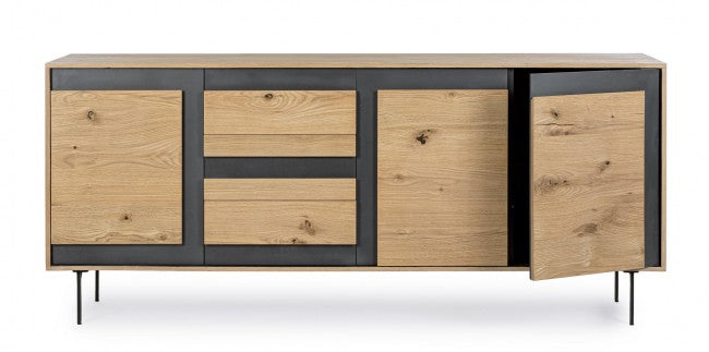 Credenza 3 Ante 3 Cassetti 200x45x85 cm Stanwood in Legno