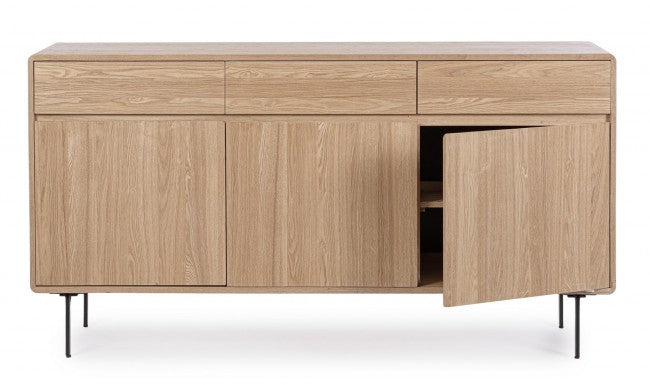 Credenza 3 Ante 3 Cassetti 160x40x85,5 cm Widald in Legno Naturale