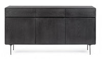 Credenza 3 Ante 3 Cassetti 160x40x85,5 cm Widald in Legno Nero