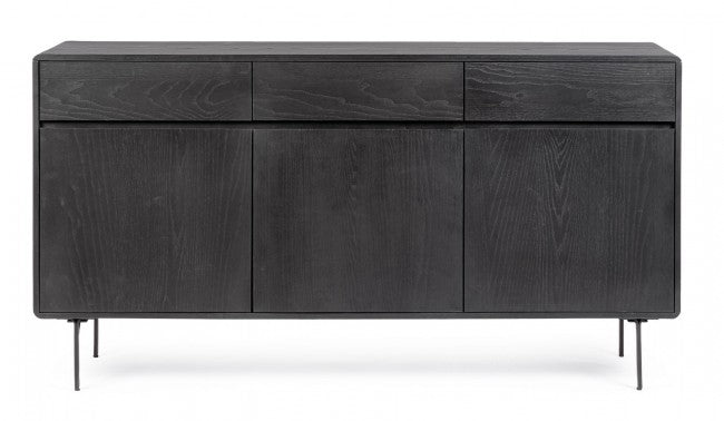 Credenza 3 Ante 3 Cassetti 160x40x85,5 cm Widald in Legno Nero