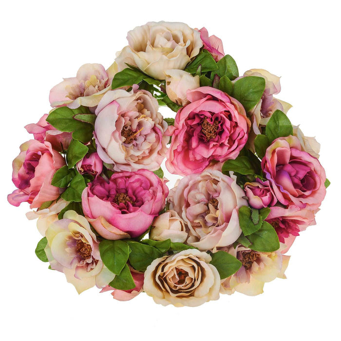 Set 2 Coroncina Artificiale con Rose Larghezza 30,5 cm