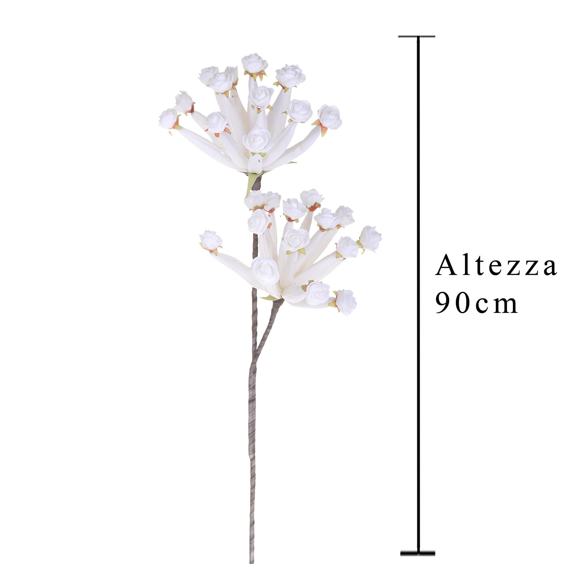 Set 3 Giant Caplume Composto da 2 Fiori Artificiali Altezza 90 cm Bianco