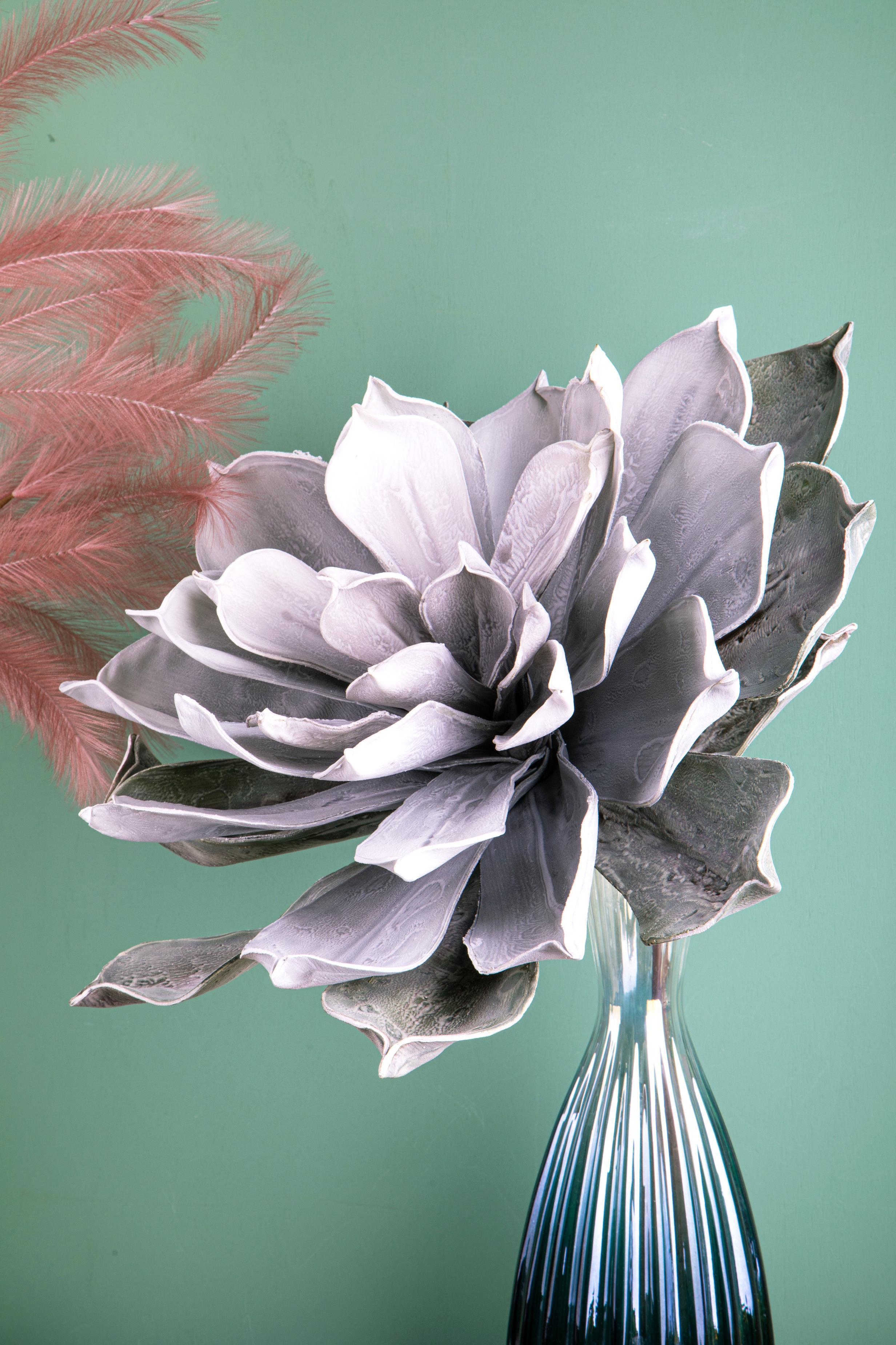 Fiori Foam Grande Artificiale Altezza 89 cm Grigio