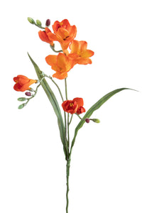 Set 6 Fiori Artificiali di Fresia con Due Fiori Altezza 63 cm Arancio