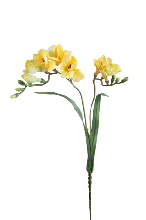 Set 6 Fiori Artificiali di Fresia con Due Fiori Altezza 63 cm Giallo