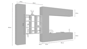 Parete Attrezzata Soggiorno 350x30x180 cm Maruska n°29 Grigio Antracite Opaco