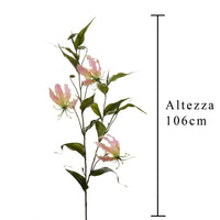 Set 3 Ramo Artificiale di Gloriosa Lilium Altezza 106 cm Rosa