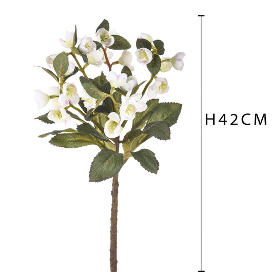 Set 4 Rami Artificiali di Helleborus Altezza 42 cm Bianco