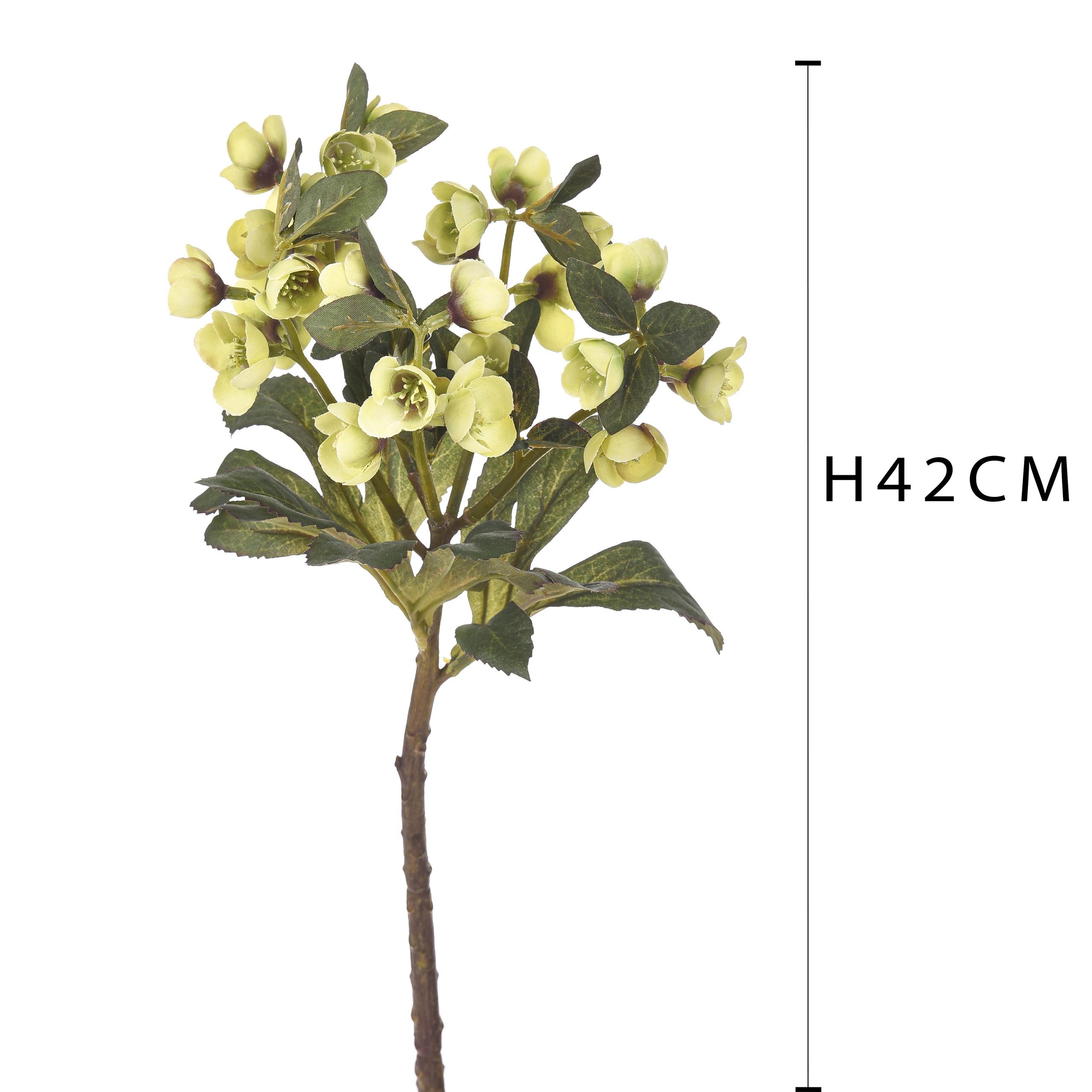 Set 4 Rami Artificiali di Helleborus Altezza 42 cm Verde