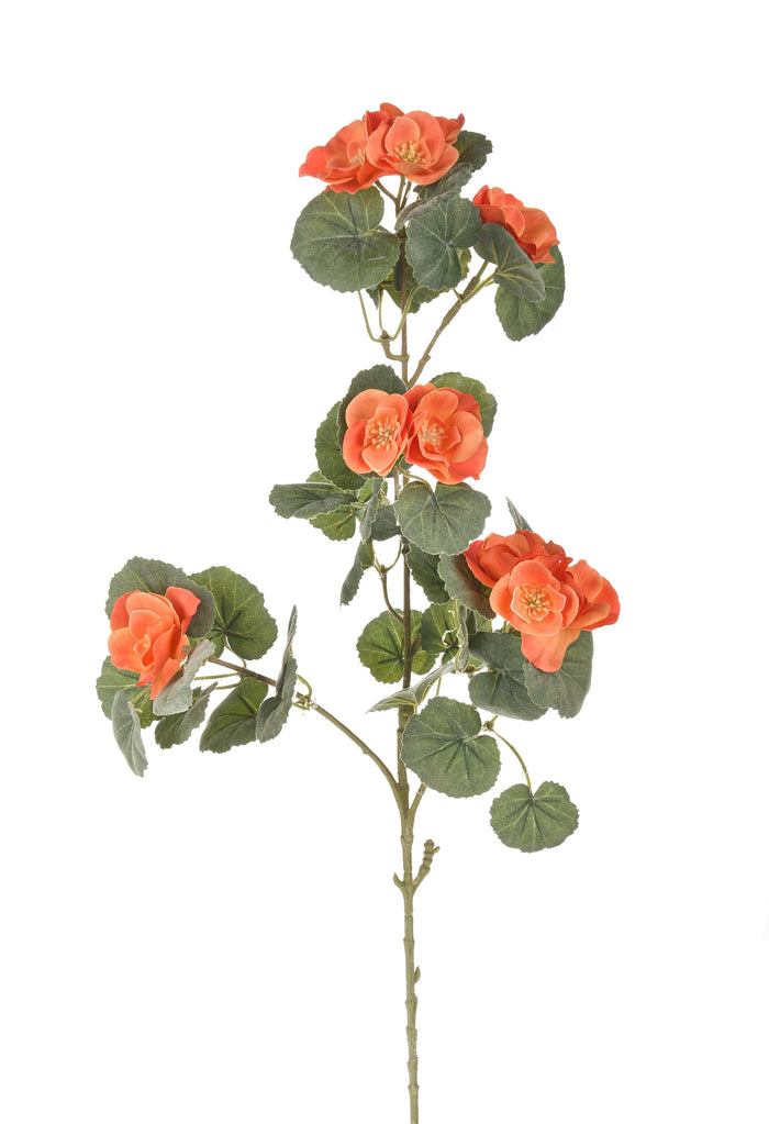 Set 4 Rami Artificiali di Begonia con Fiori Altezza 77 cm Arancio