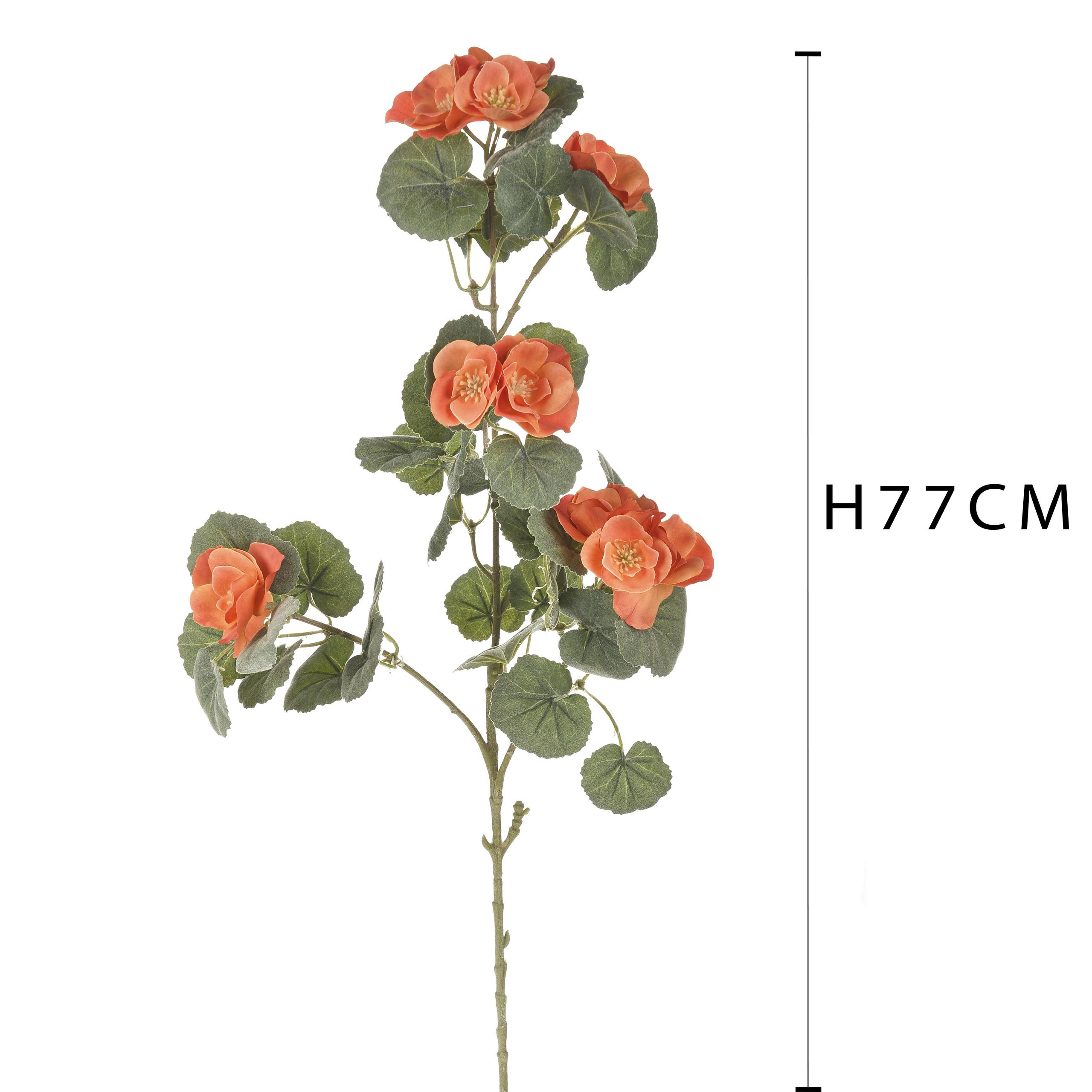 Set 4 Rami Artificiali di Begonia con Fiori Altezza 77 cm Arancio