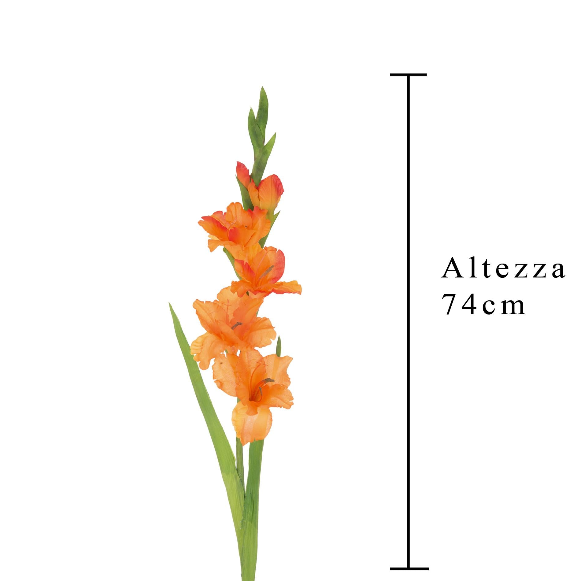 Set 8 Fiori Artificiali di Gladiolo Mini Altezza 74 cm Arancio