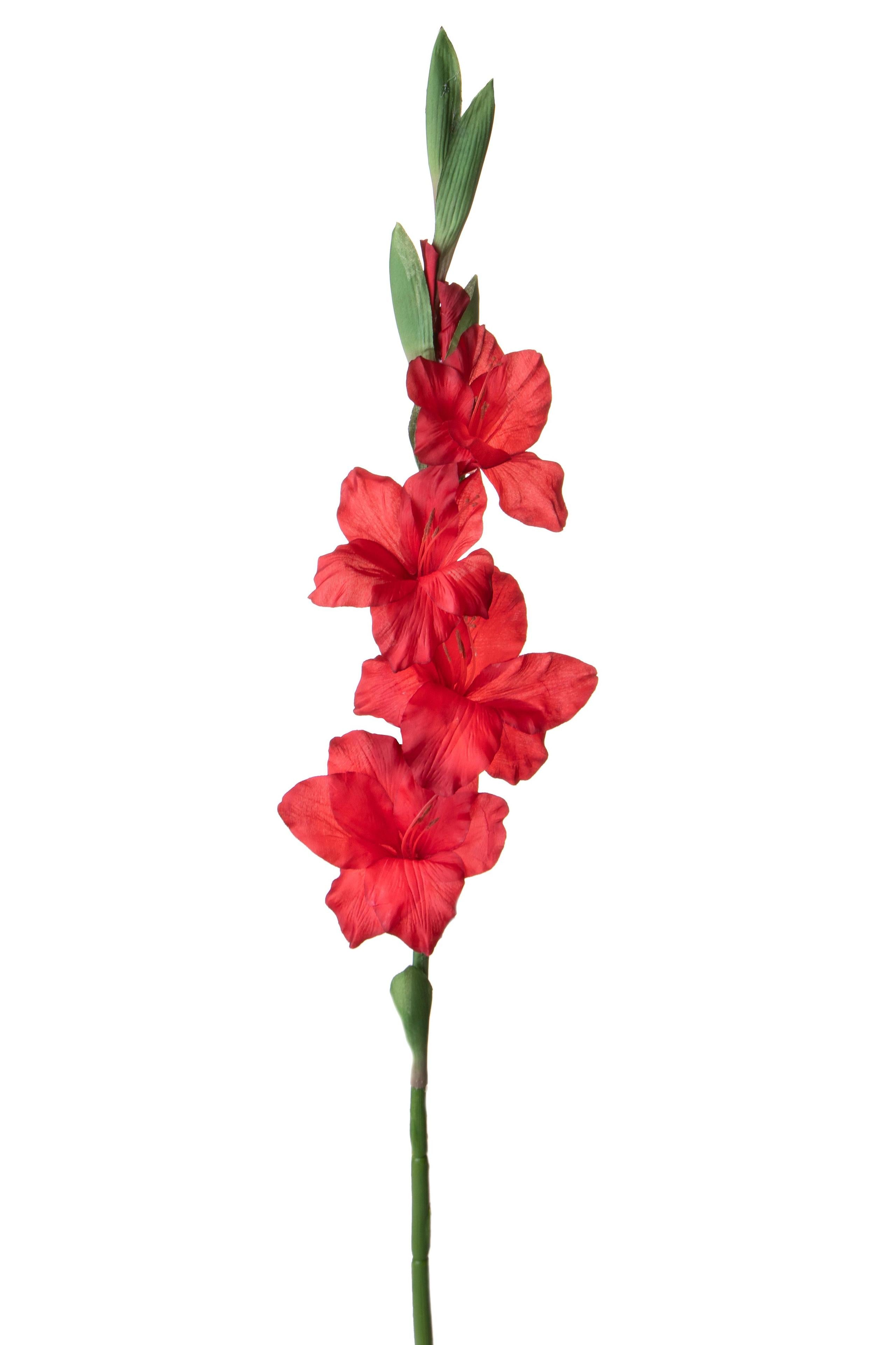 Set 4 Fiori Artificiali di Gladiolo Altezza 85 cm Rosso