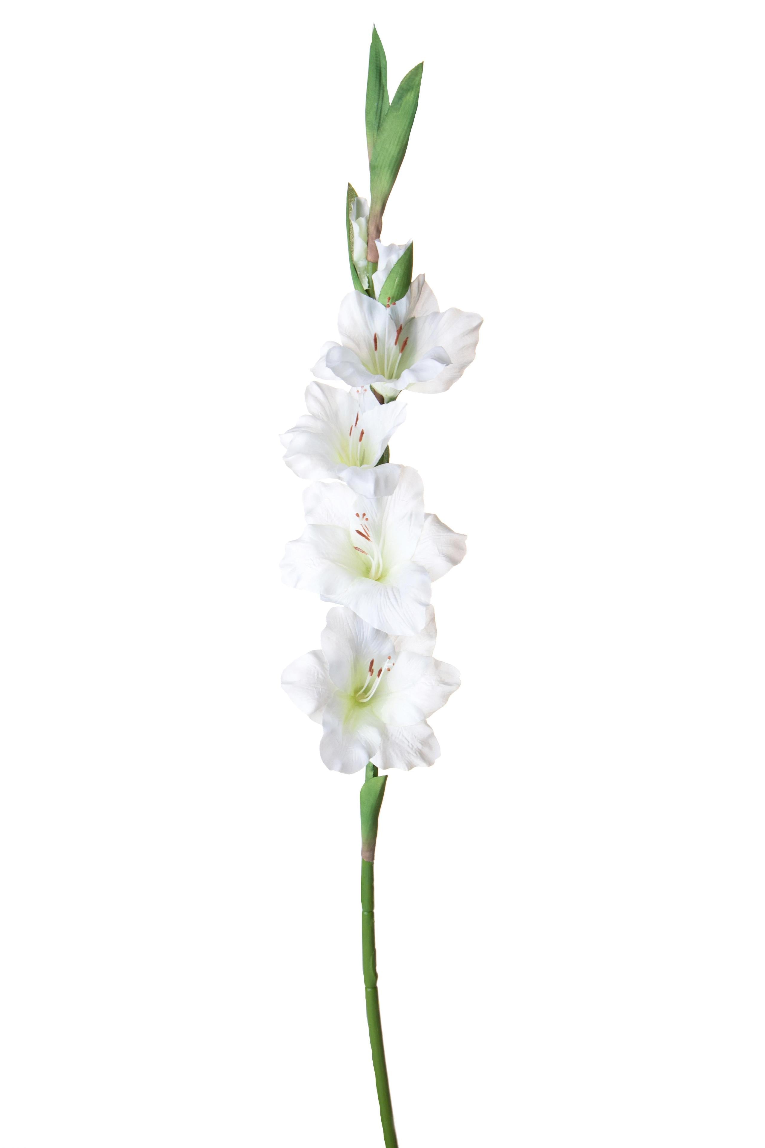 Set 4 Fiori Artificiali di Gladiolo Altezza 85 cm Bianco