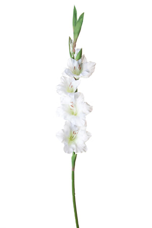 Set 4 Fiori Artificiali di Gladiolo Altezza 85 cm Bianco