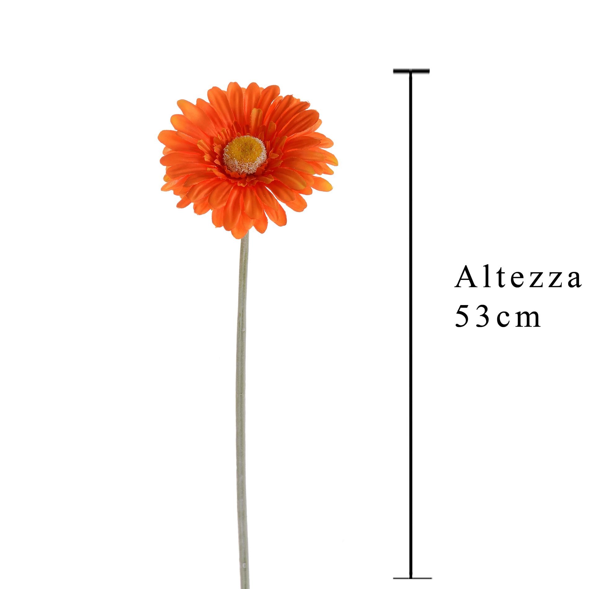 Set 12 Fiori Artificiali di Gerbera Altezza 53 cm Arancio