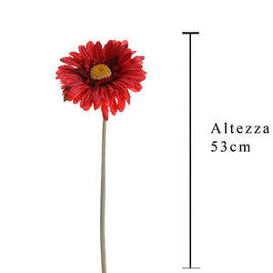 Set 12 Fiori Artificiali di Gerbera Altezza 53 cm Rosso