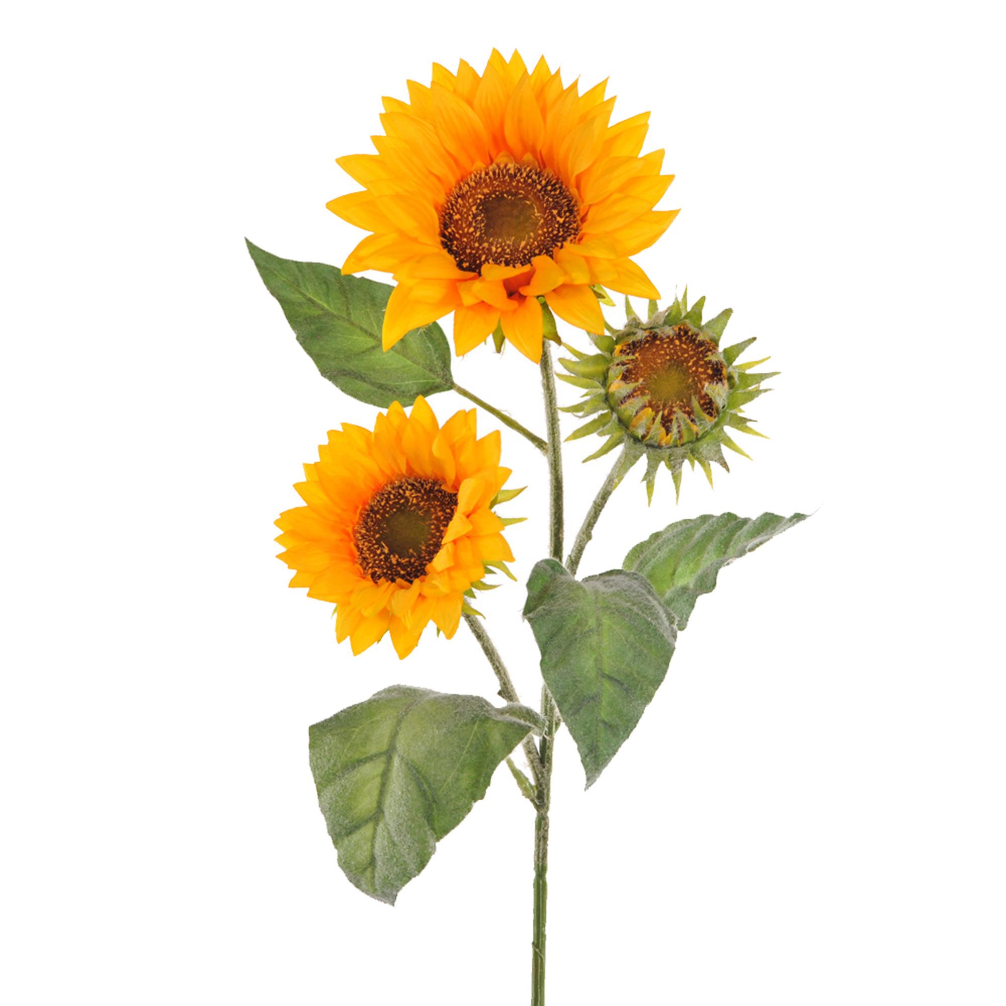 Set 2 Girasoli Artificiali con 3 Fiori Altezza 85 cm Giallo