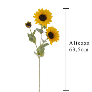 Set 8 Girasoli Artificiali con 3 Fiori Altezza 63,5 cm Giallo