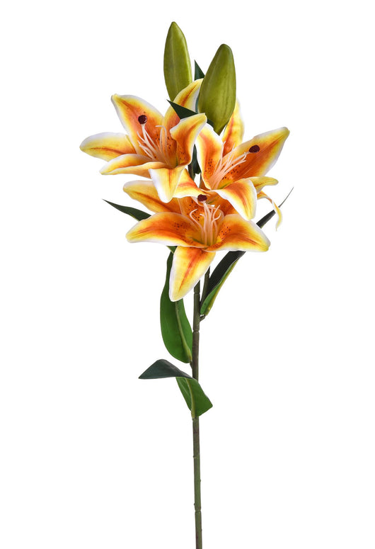 Set 4 Lilium Artificiali Stargaze Composto da 3 Fiori Altezza 67 cm Arancio