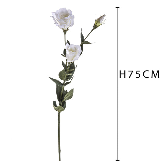 Set 8 Lisianthus Artificiali Composto da 3 Fiori Altezza 75 cm Bianco