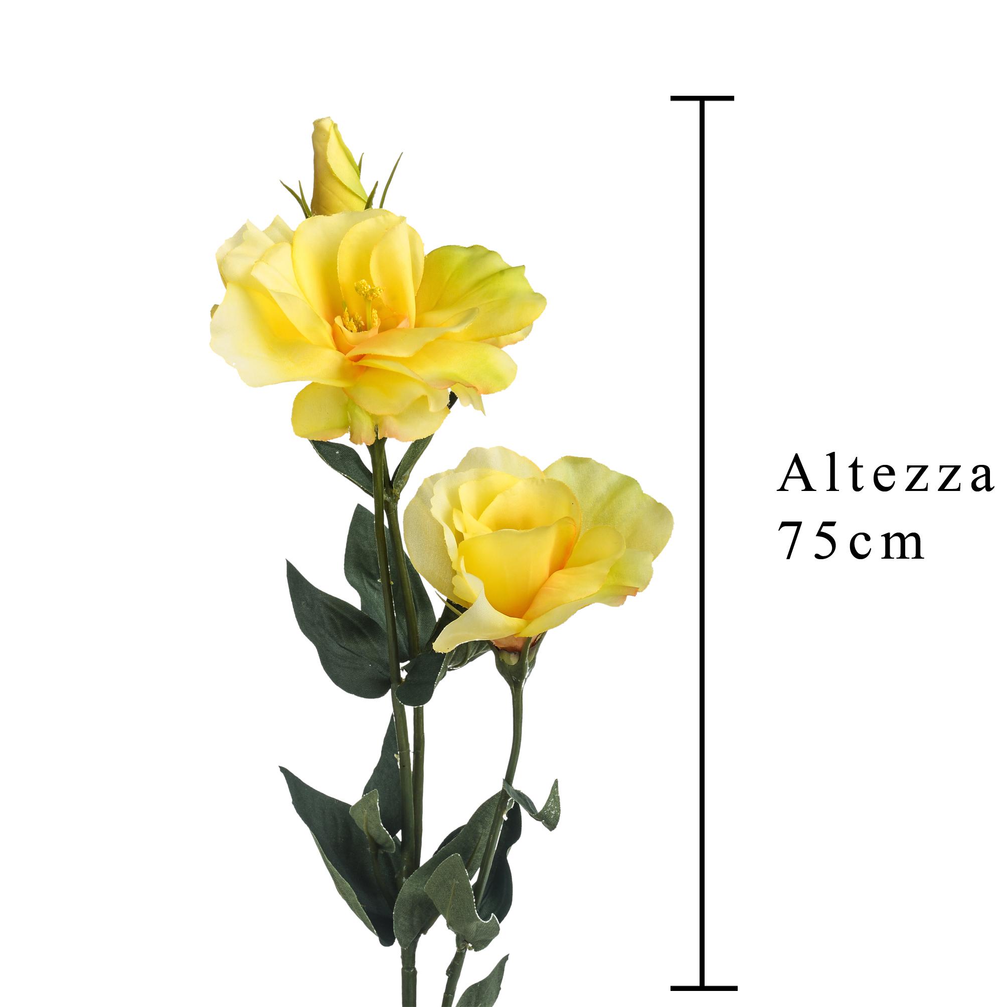 Set 8 Lisianthus Artificiali Composto da 3 Fiori Altezza 75 cm Giallo