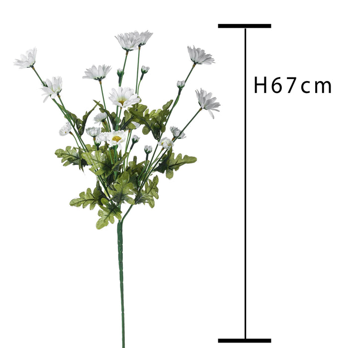 Set 8 Mazzetto di Margherita Composta da 4 Fiori Artificiali Altezza67 cm Bianco