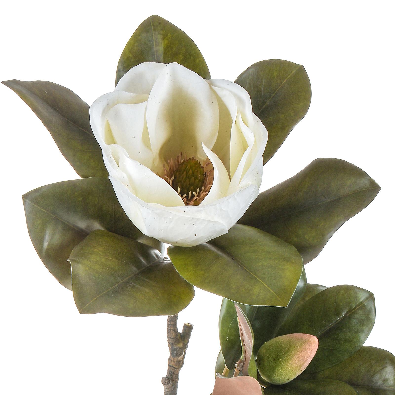 Set 2 Magnolia con 2 Fiori Artificiali Altezza 83 cm Bianco