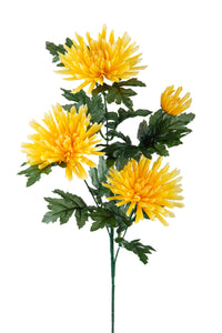 Set 12 Fiori Artificiali di Spidere a 4 Diramazioni Altezza 82 cm Giallo