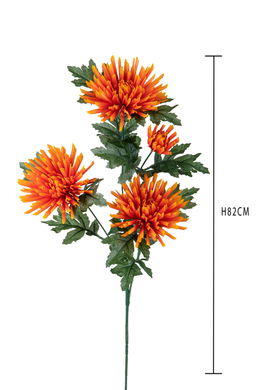 Set 12 Fiori Artificiali di Spidere a 4 Diramazioni Altezza 82 cm Arancio