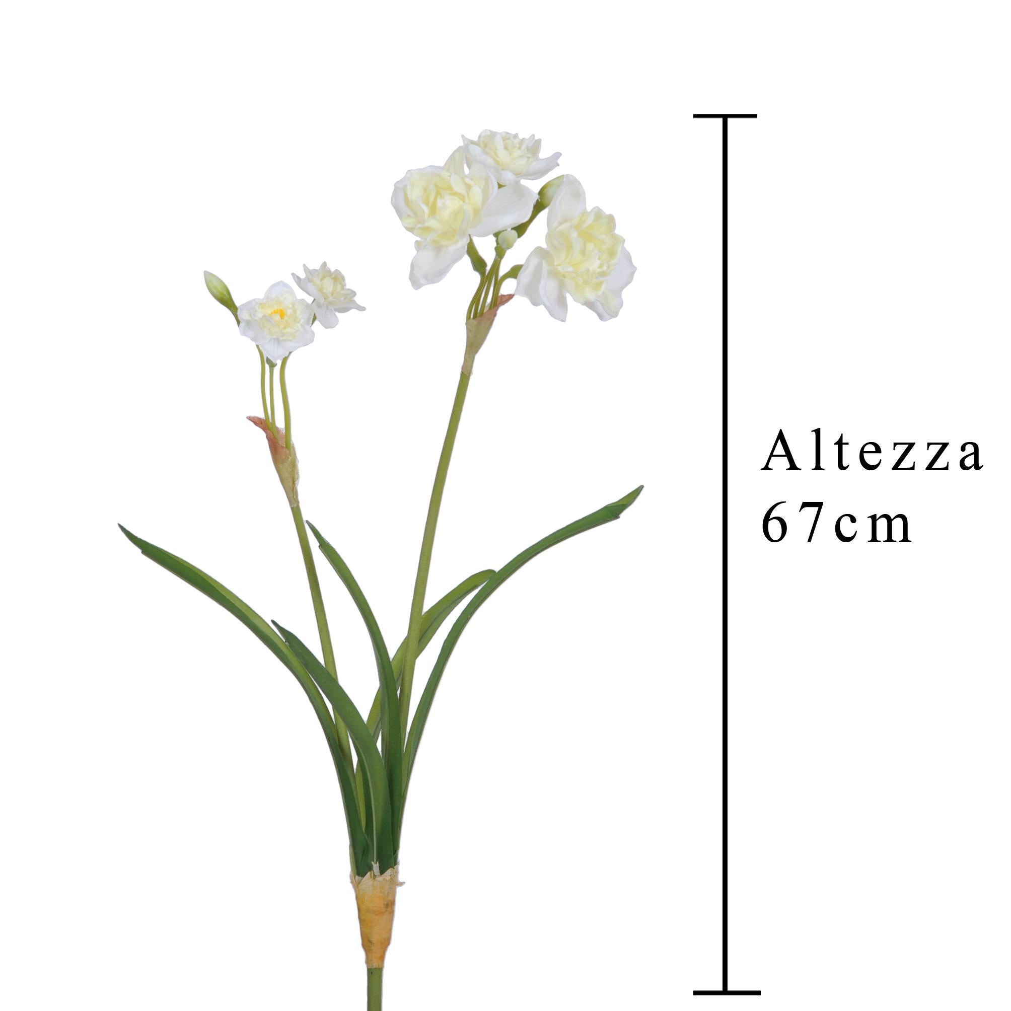 Set 12 Narciso con 2 Fiori Artificiali Altezza 67 cm